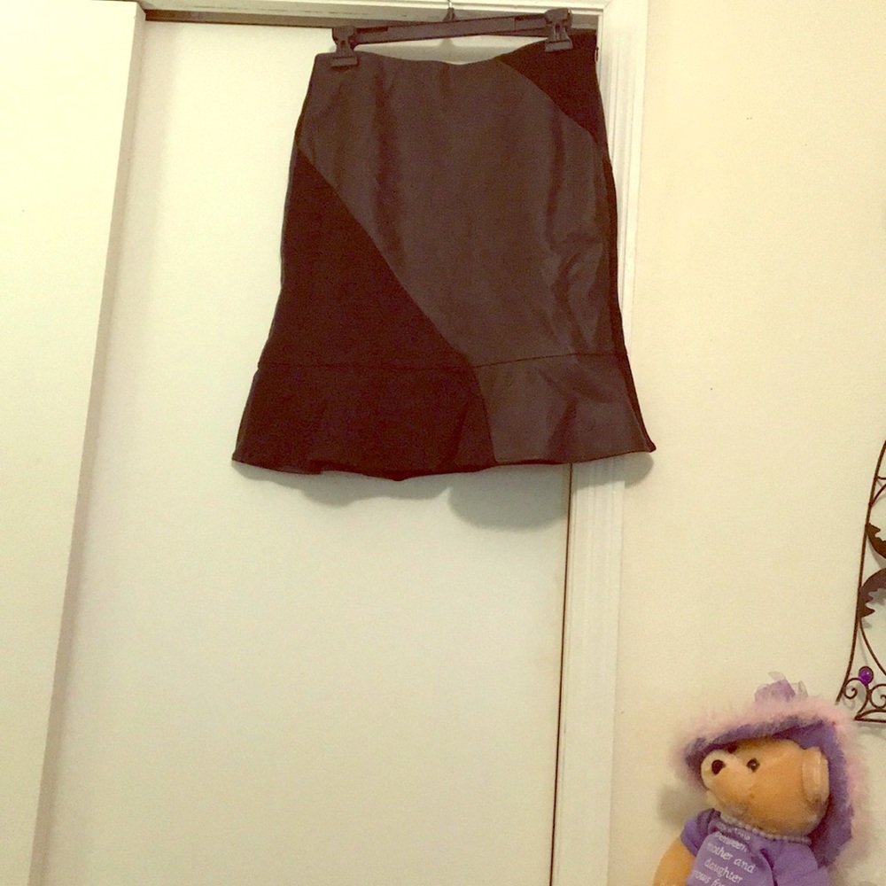Ann Taylor faux leather skirt with flounce bottom